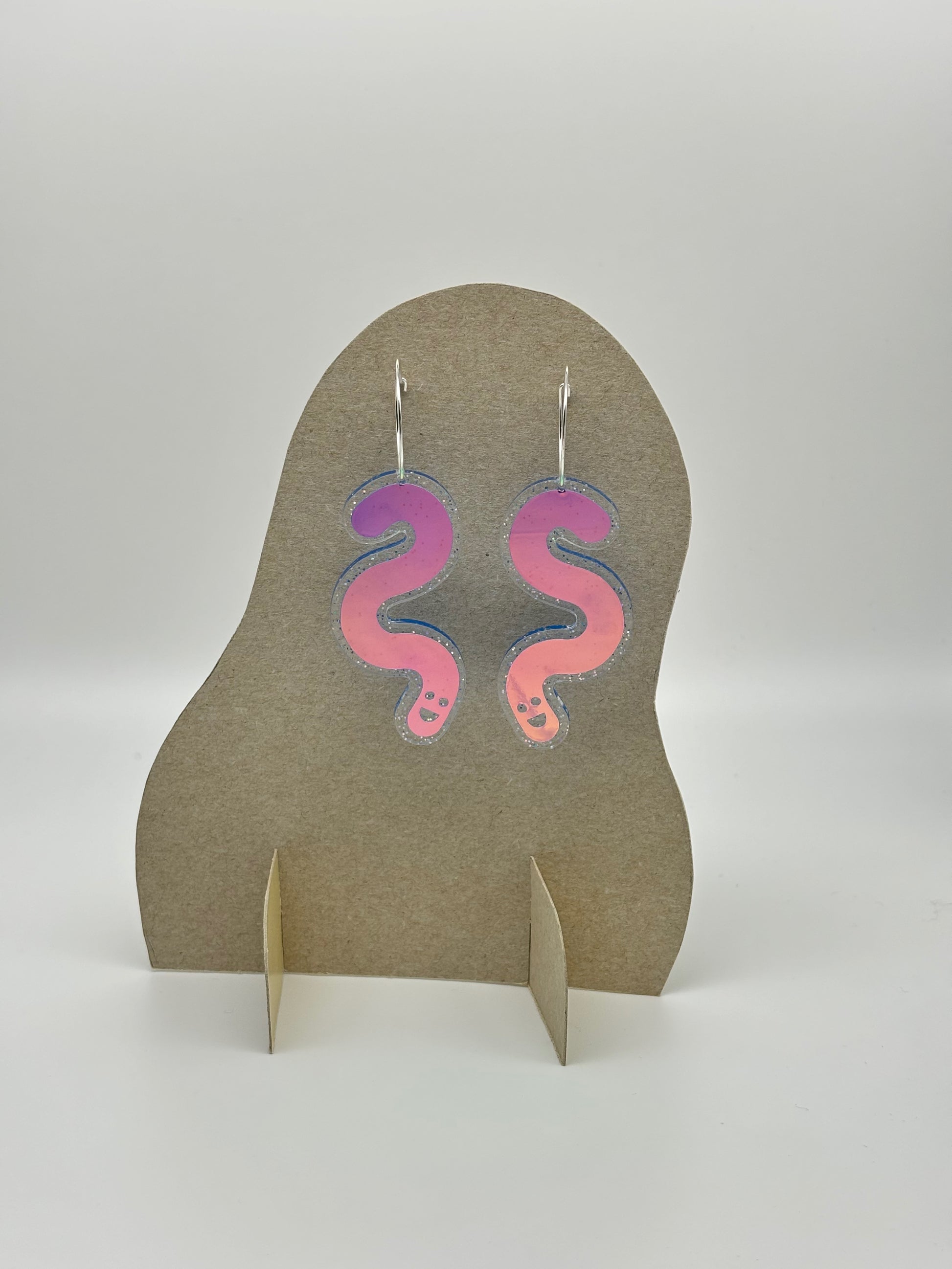 Glitter & Vinyl Worm Hoop Earrings - Twilight Aurora image 3