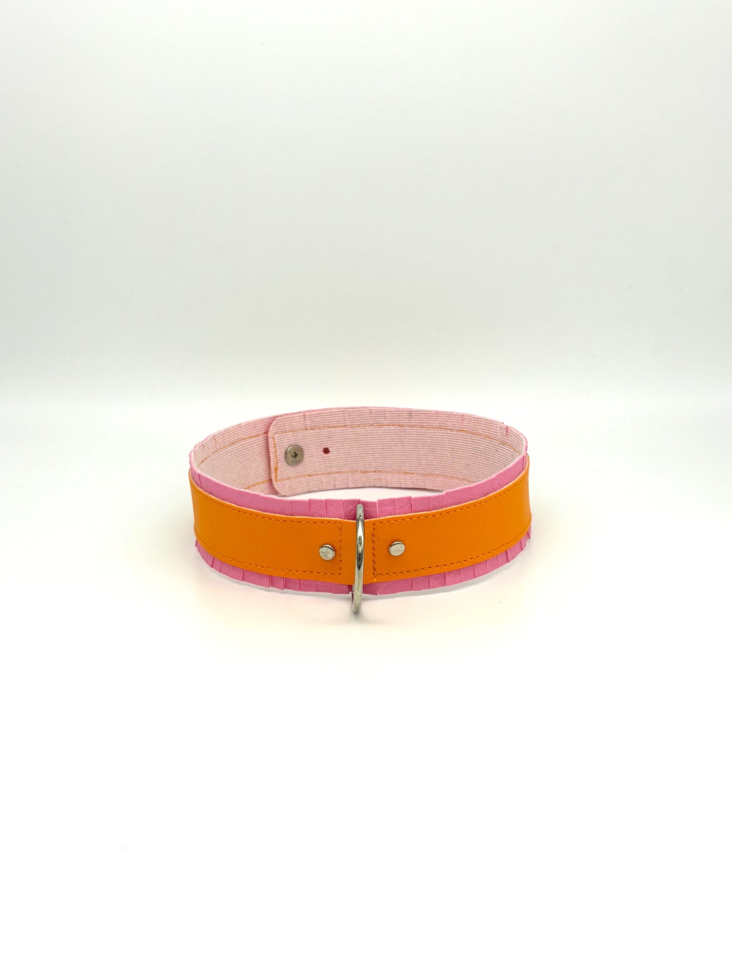 Fringed PVC choker - Baby Pink & Orange image 1