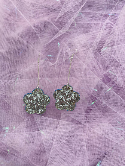 Micro Silver Disco Flower Earrings image 4