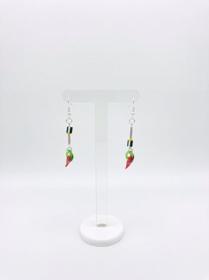 Abstract Chilli stripe b&w dangle earrings image 1