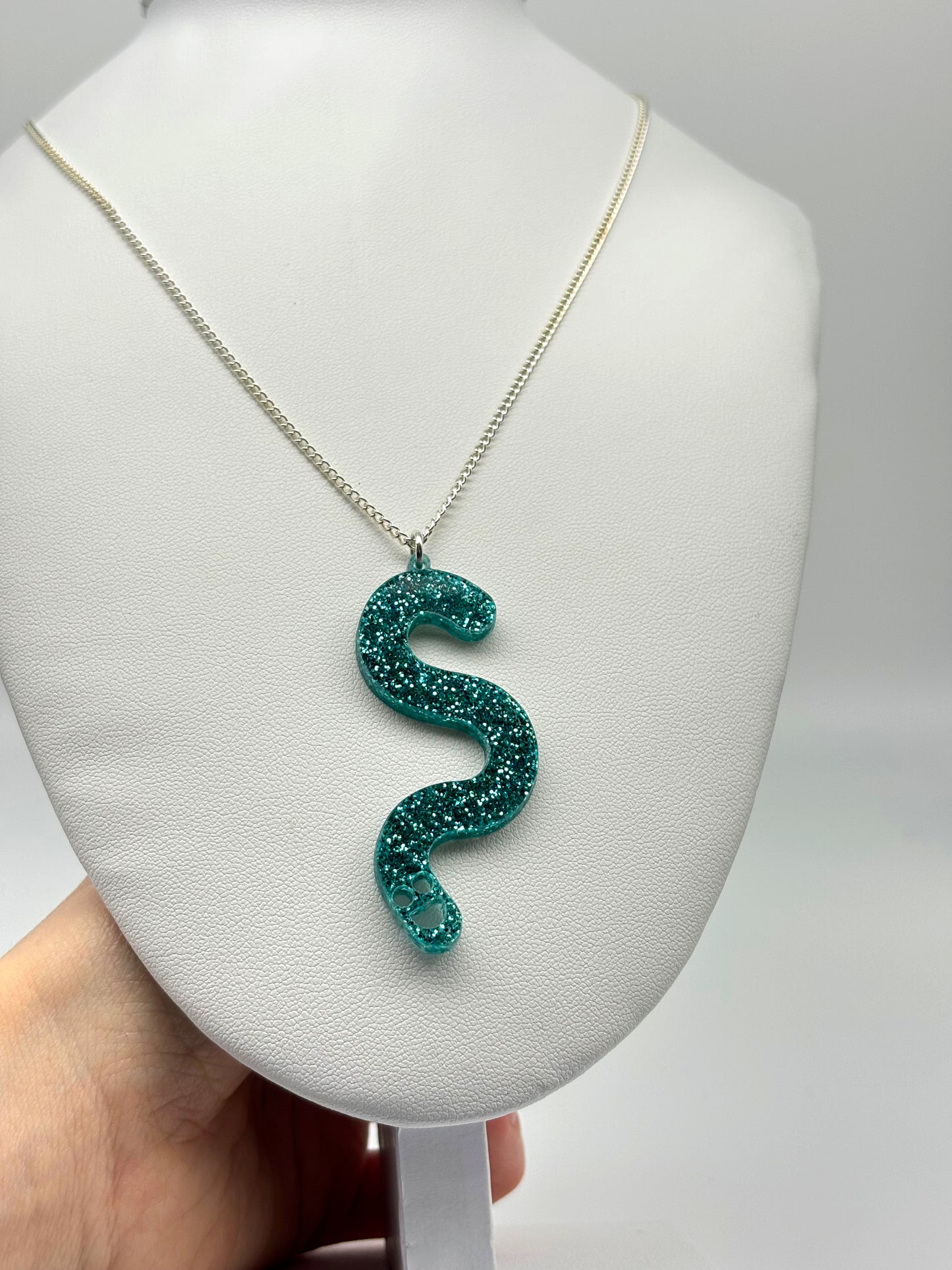 Wormie Necklace - Teal Glitter image 2