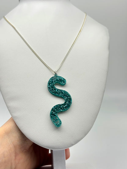 Wormie Necklace - Teal Glitter image 2