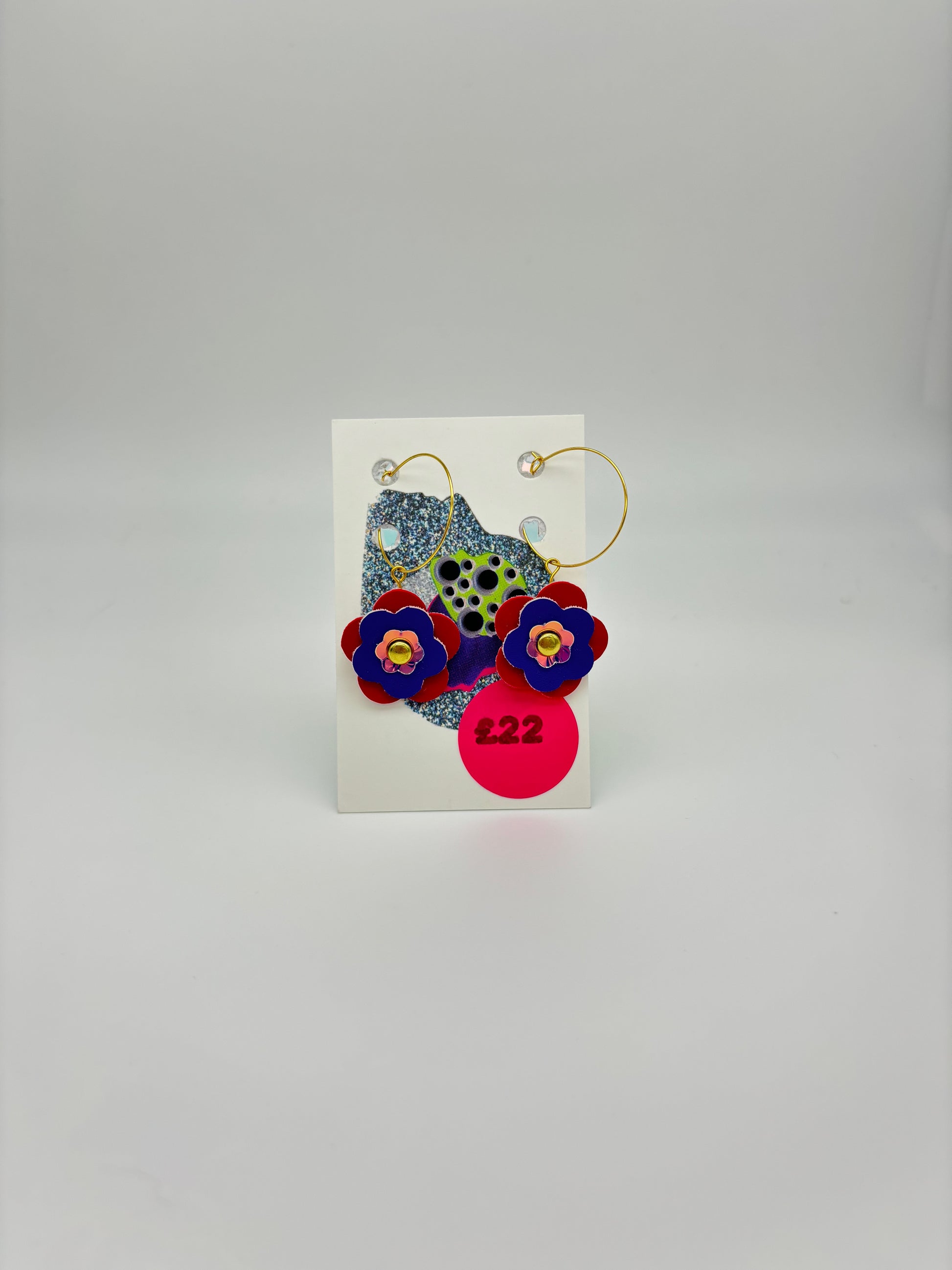 Mini Punk Flower Earrings - Red & Purple image 0