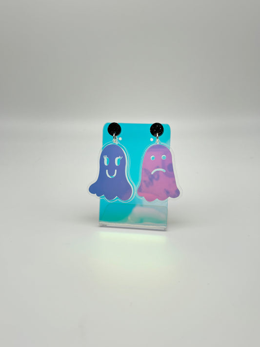 Holographic Ghost Earrings - Snow Aurora image 0