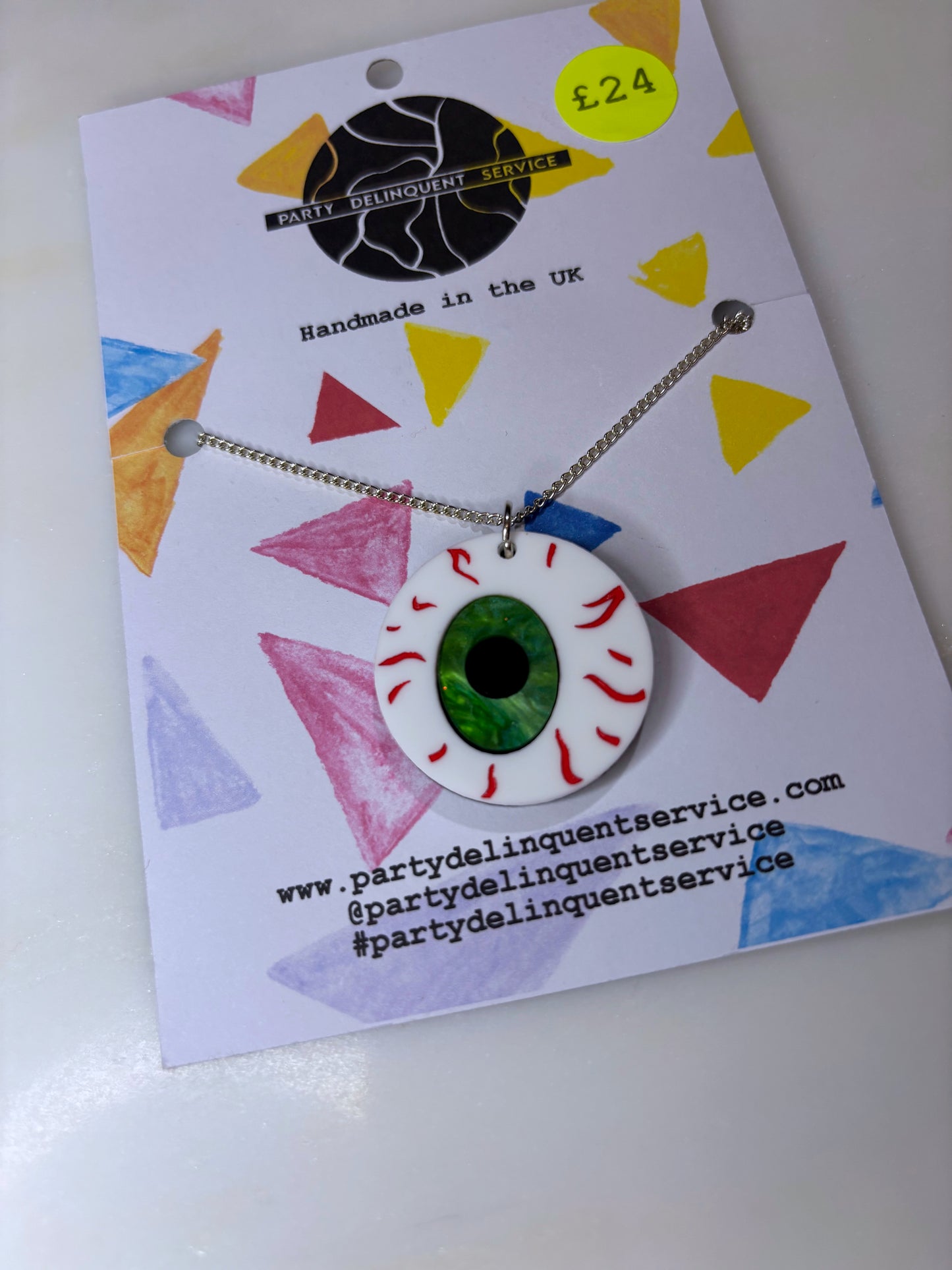 *Sample* Eyeballz necklace - Green Glitter Marble image 1