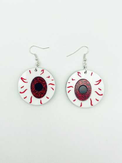 Eyeball Earrings Medium - Blue Shimmer Marble image 5