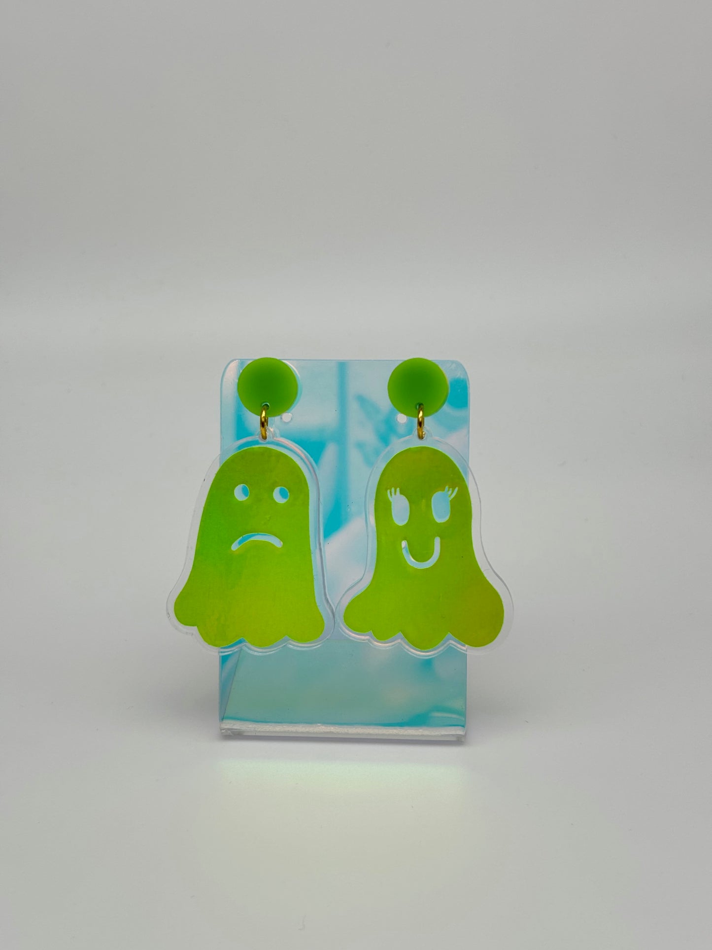Holographic Ghost Earrings - Double Lime Green image 6