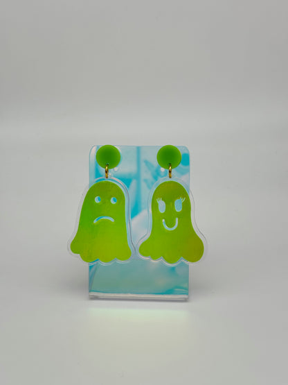 Holographic Ghost Earrings - Double Lime Green image 6