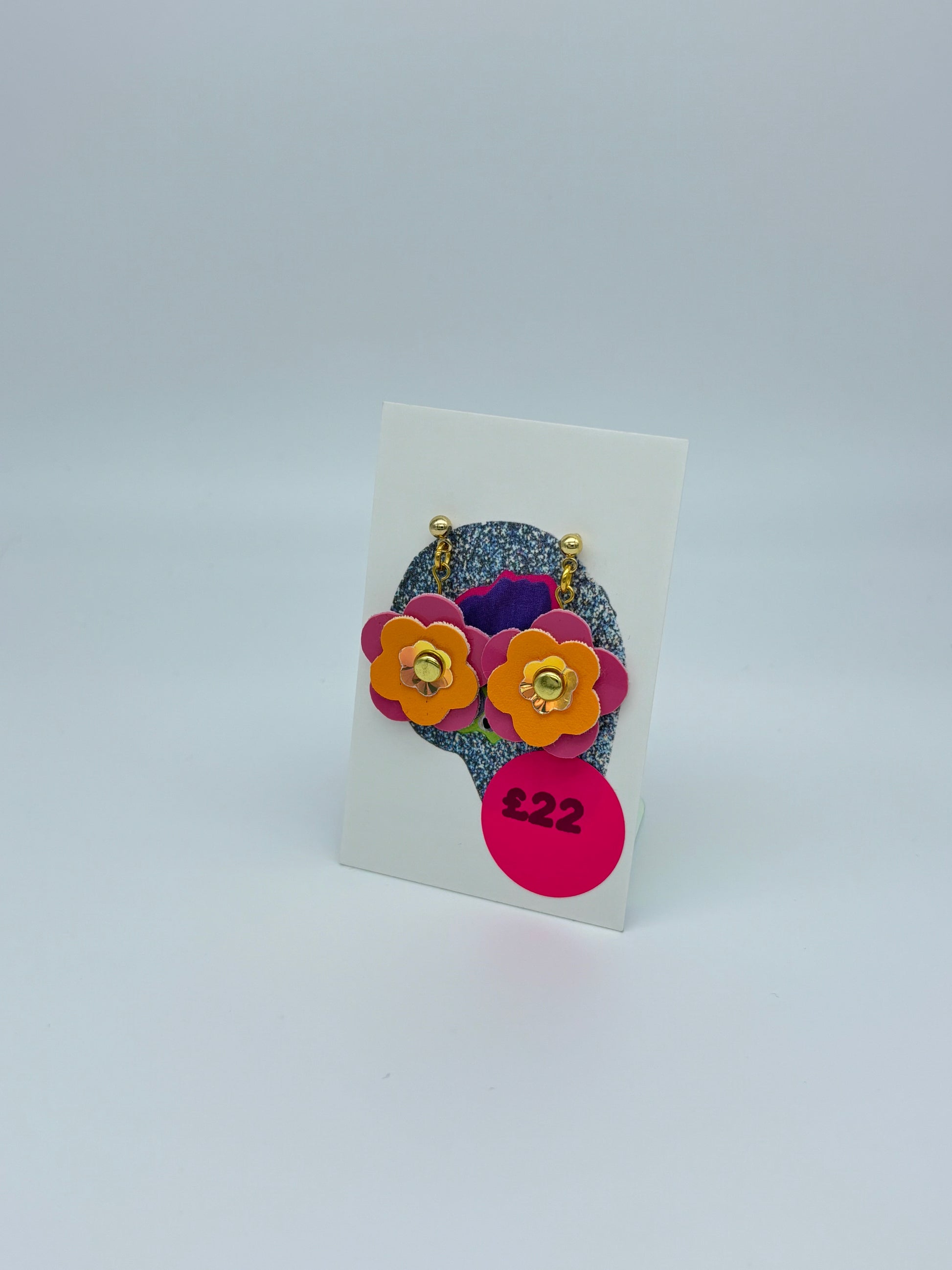 Mini Punk Flower Earrings - Pink & Orange image 4