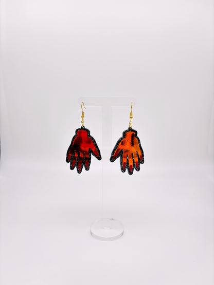 Sparkly Hand Acrylic Earrings - Tourmaline Aurora & Black Glitter image 2