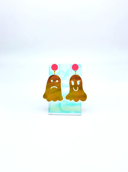 Holographic Ghost Earrings - Yellow Gold & Hot Pink image 6