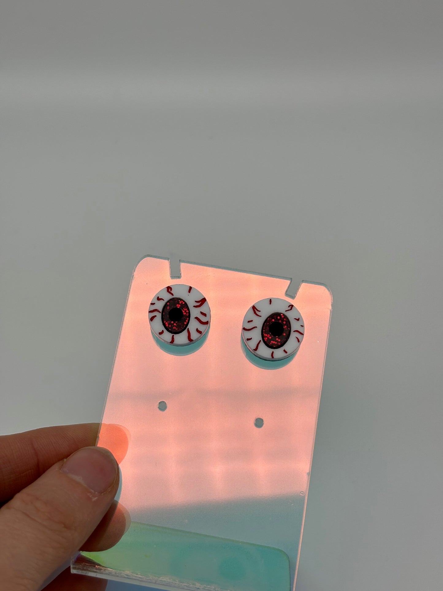 Eyeball Studs - Red Glitter image 1