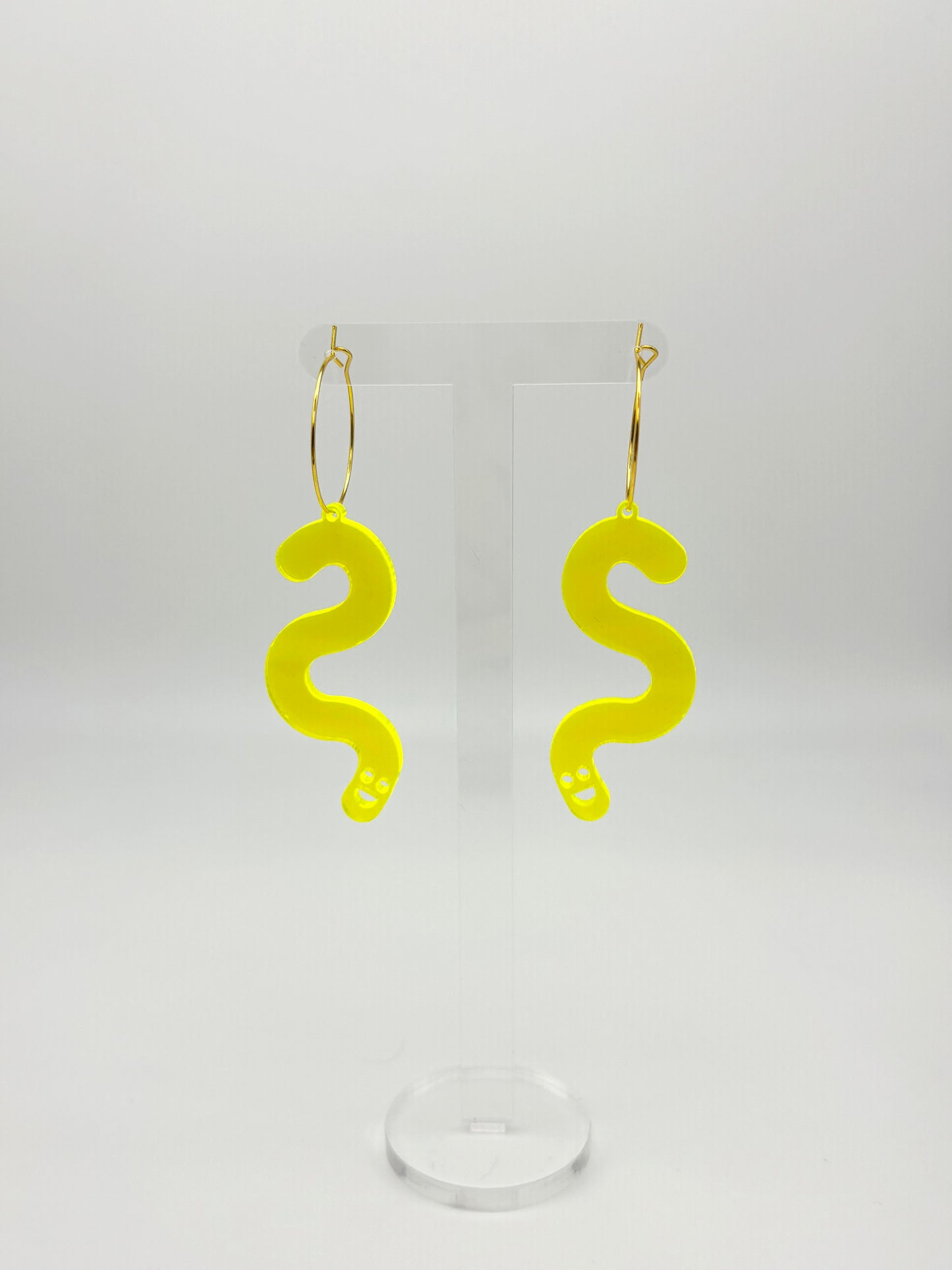 Fluorescent Worm Hoop Earrings image 2