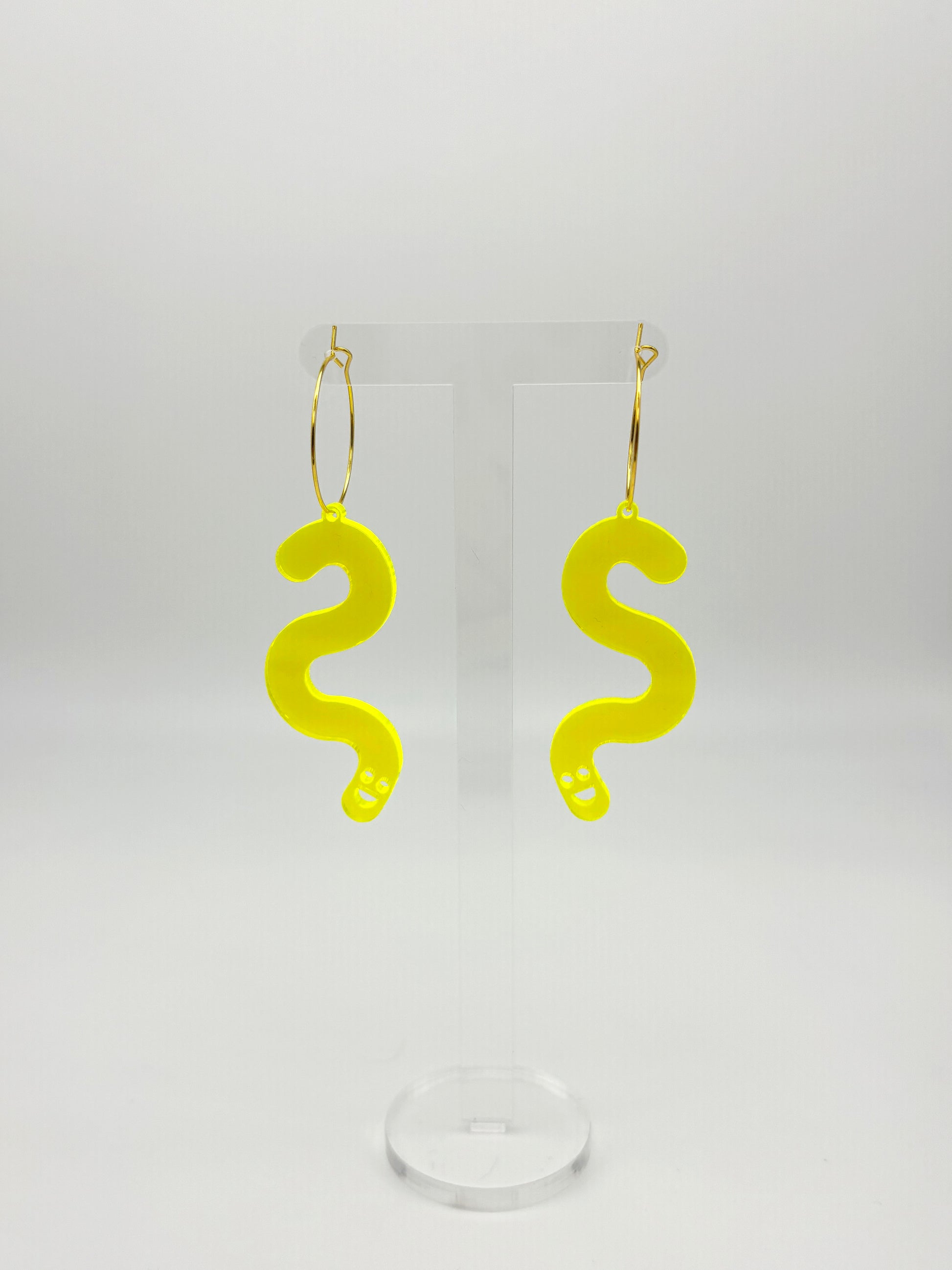 Fluorescent Worm Hoop Earrings image 2