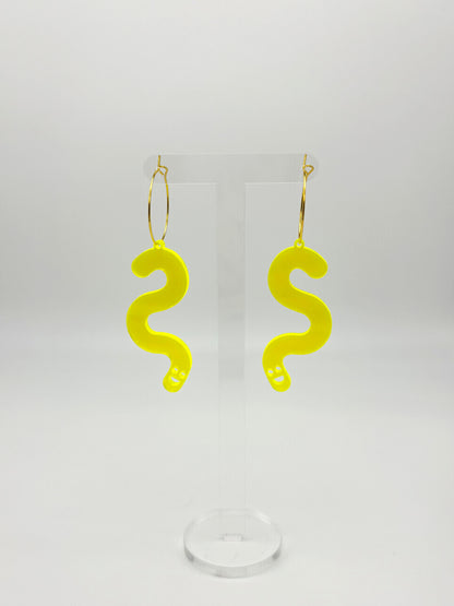 Fluorescent Worm Hoop Earrings image 2