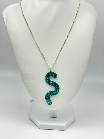 Wormie Necklace - Teal Glitter image 1