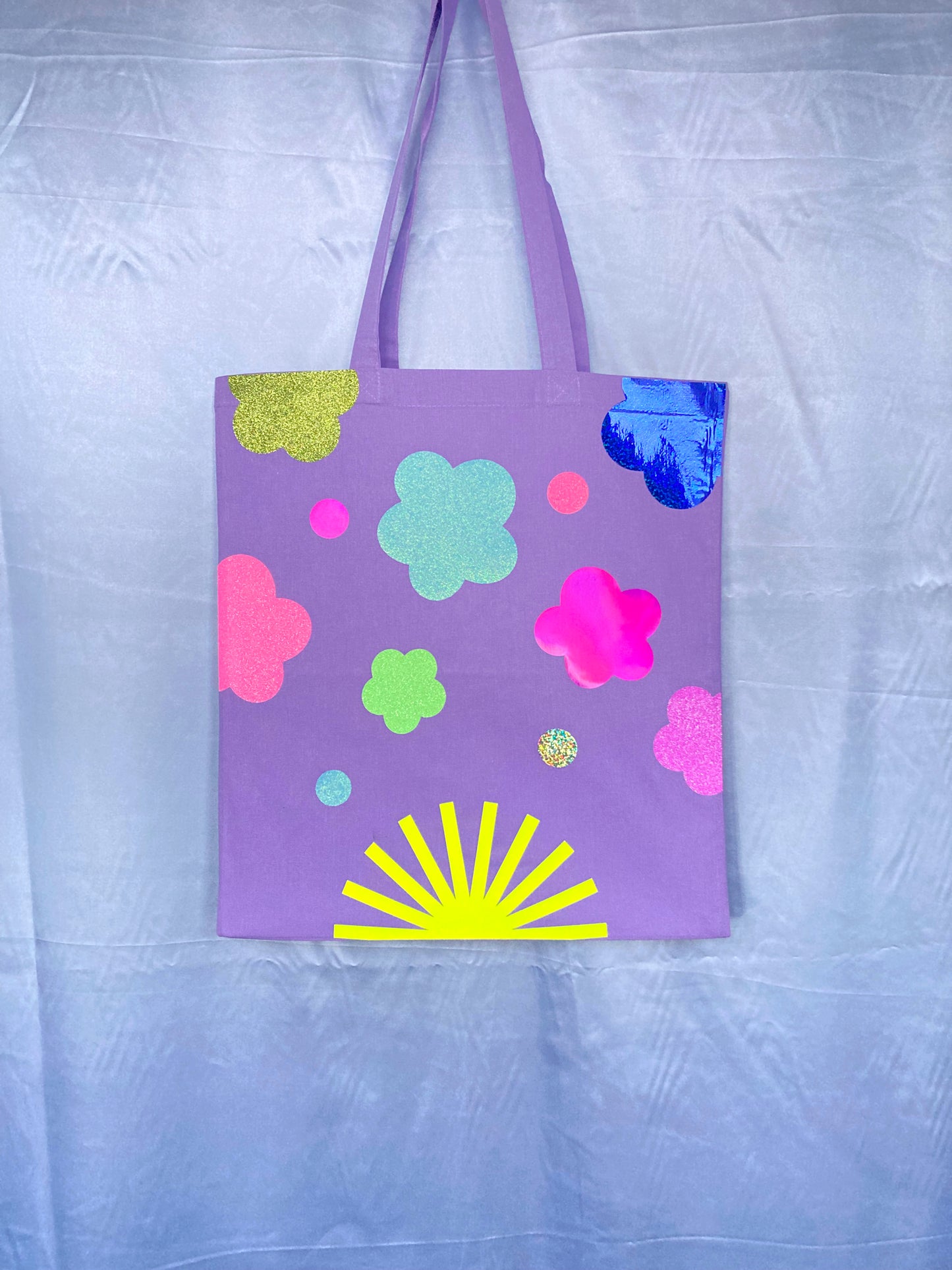 Disco Glitter Flower Lavender Tote Bag image 4