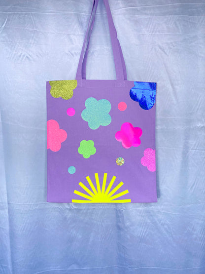 Disco Glitter Flower Lavender Tote Bag image 4
