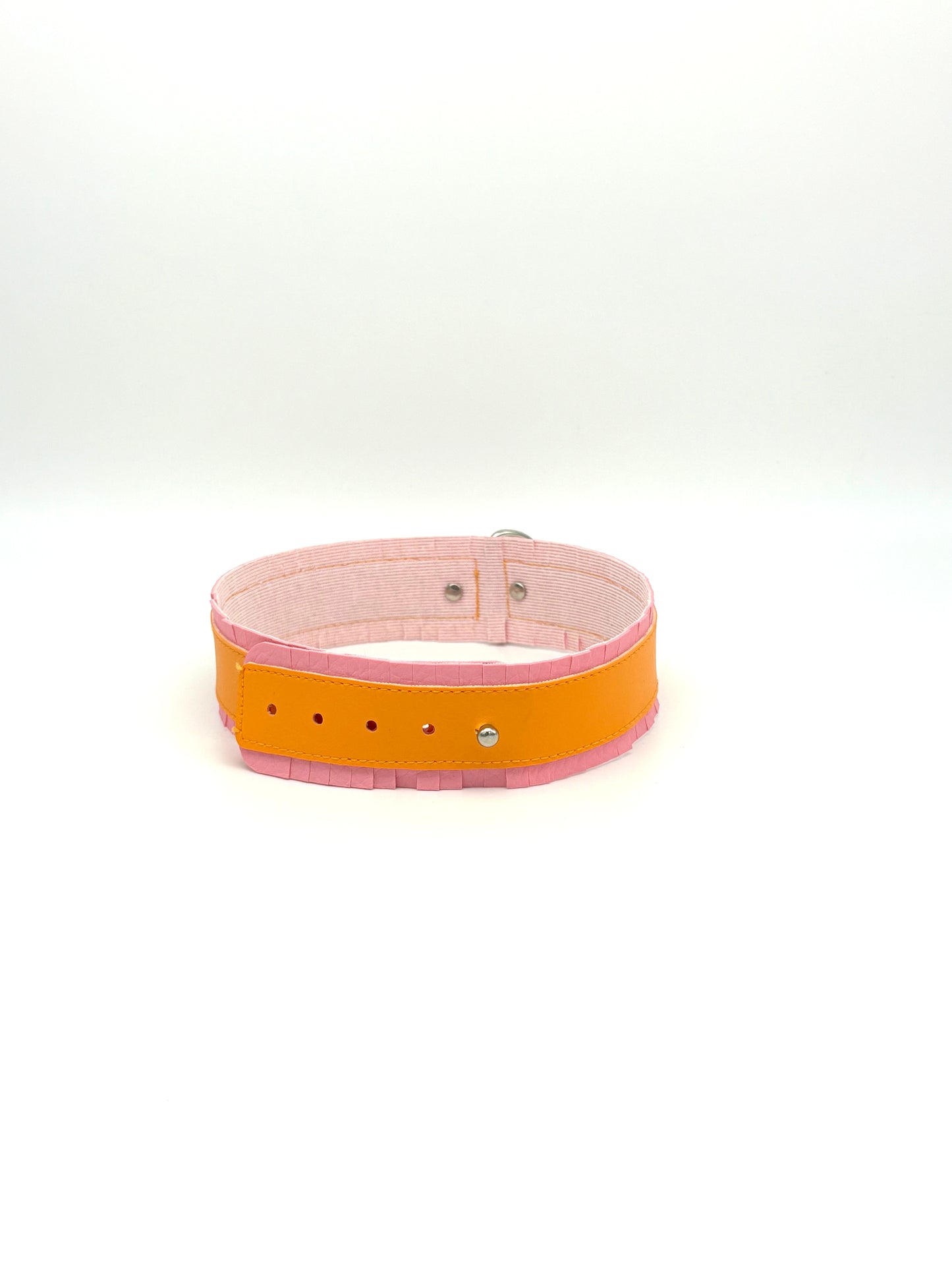 Fringed PVC choker - Baby Pink & Orange image 6