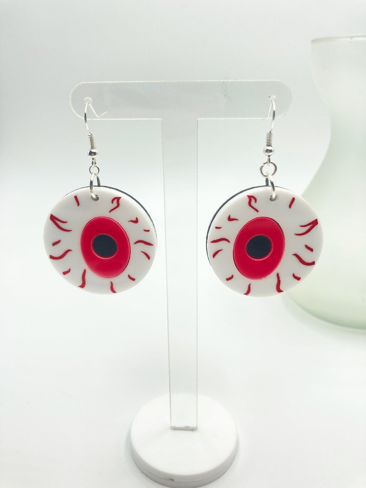 Medium Eyeball Earrings - Neon Pink image 1
