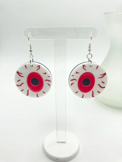 Medium Eyeball Earrings - Neon Pink image 1