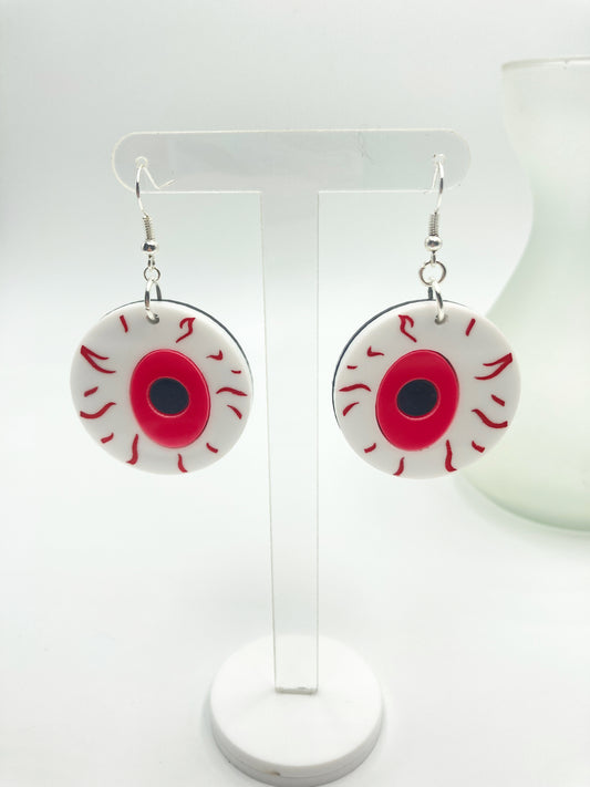 Medium Eyeball Earrings - Neon Pink image 1