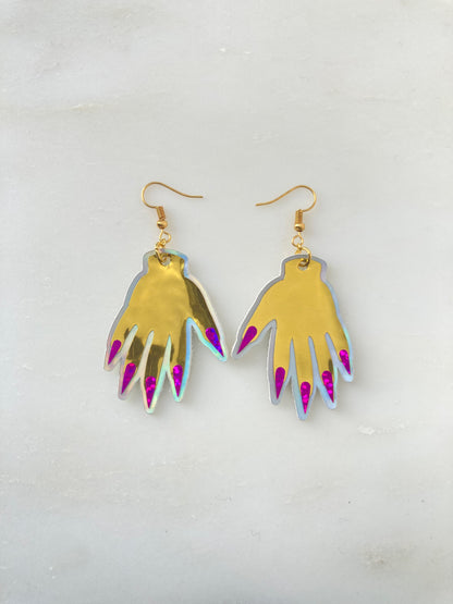 Sparkly Hand Earrings - Gold image 0