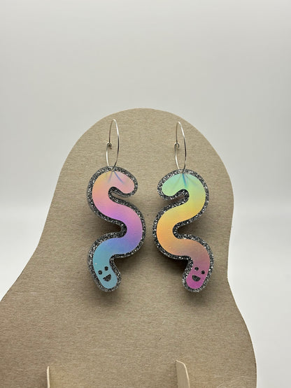 Double Sided Glitter Acrylic Worm Hoop Earrings image 7