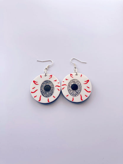 Eyeball Earrings Medium - Blue Shimmer Marble image 8
