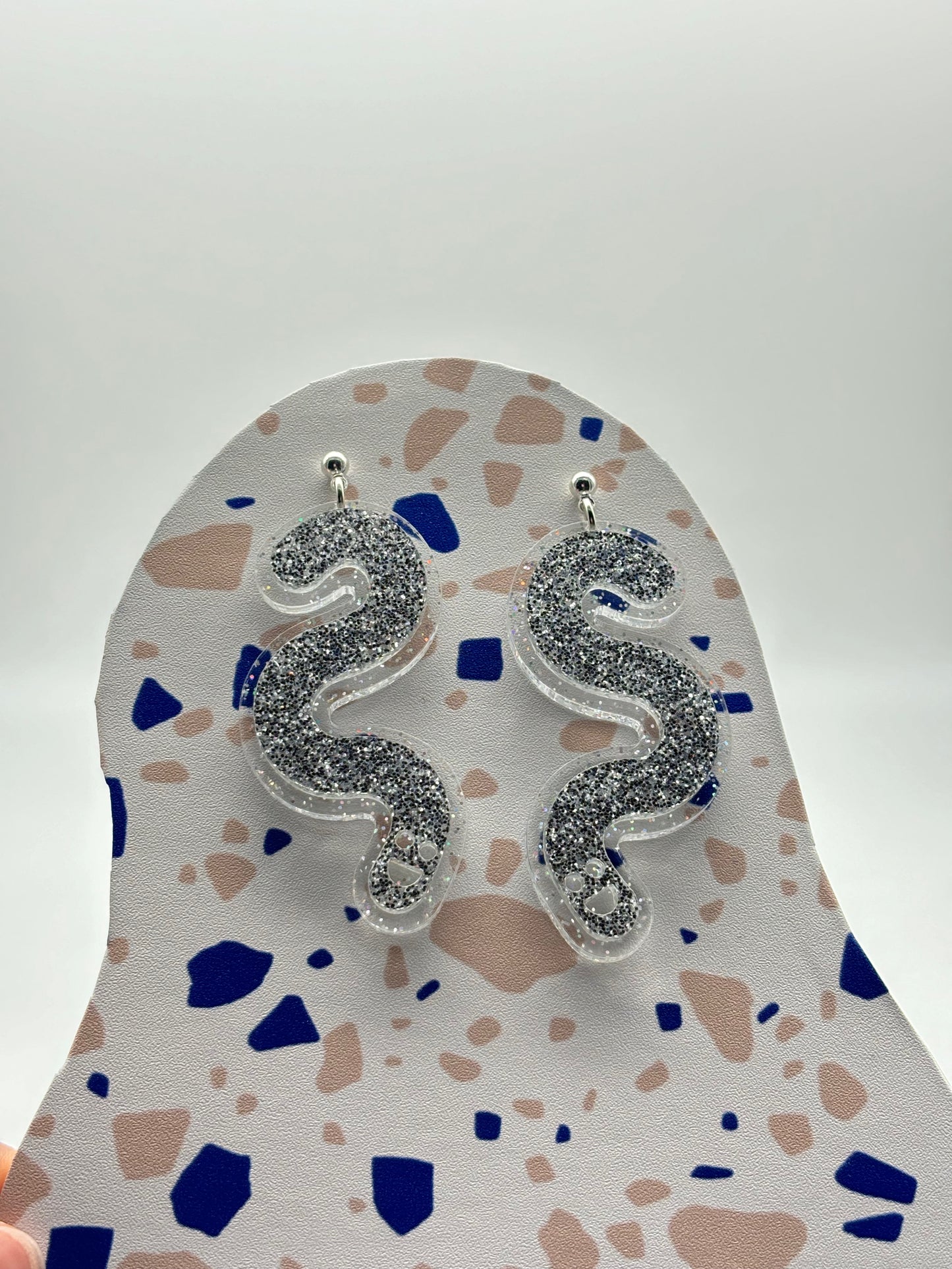 Layered Glitter Acrylic Worm Ball Stud Earrings image 3