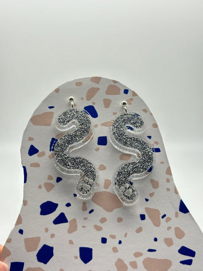 Layered Glitter Acrylic Worm Ball Stud Earrings image 3