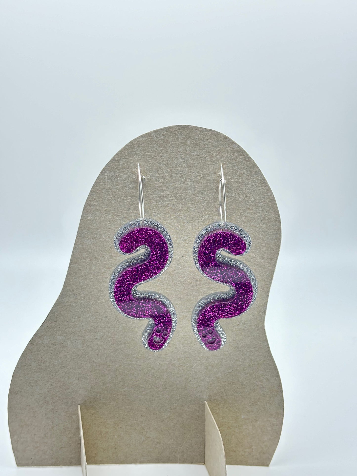 Double Sided Glitter Acrylic Worm Hoop Earrings image 0