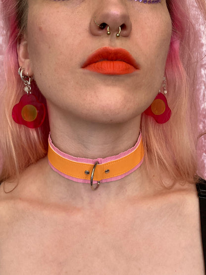 Fringed PVC choker - Baby Pink & Orange image 9