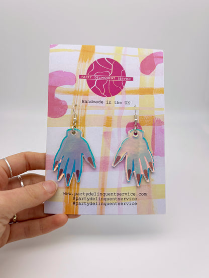 Sparkly Hand Earrings - Silver Holo Gen 2 image 2