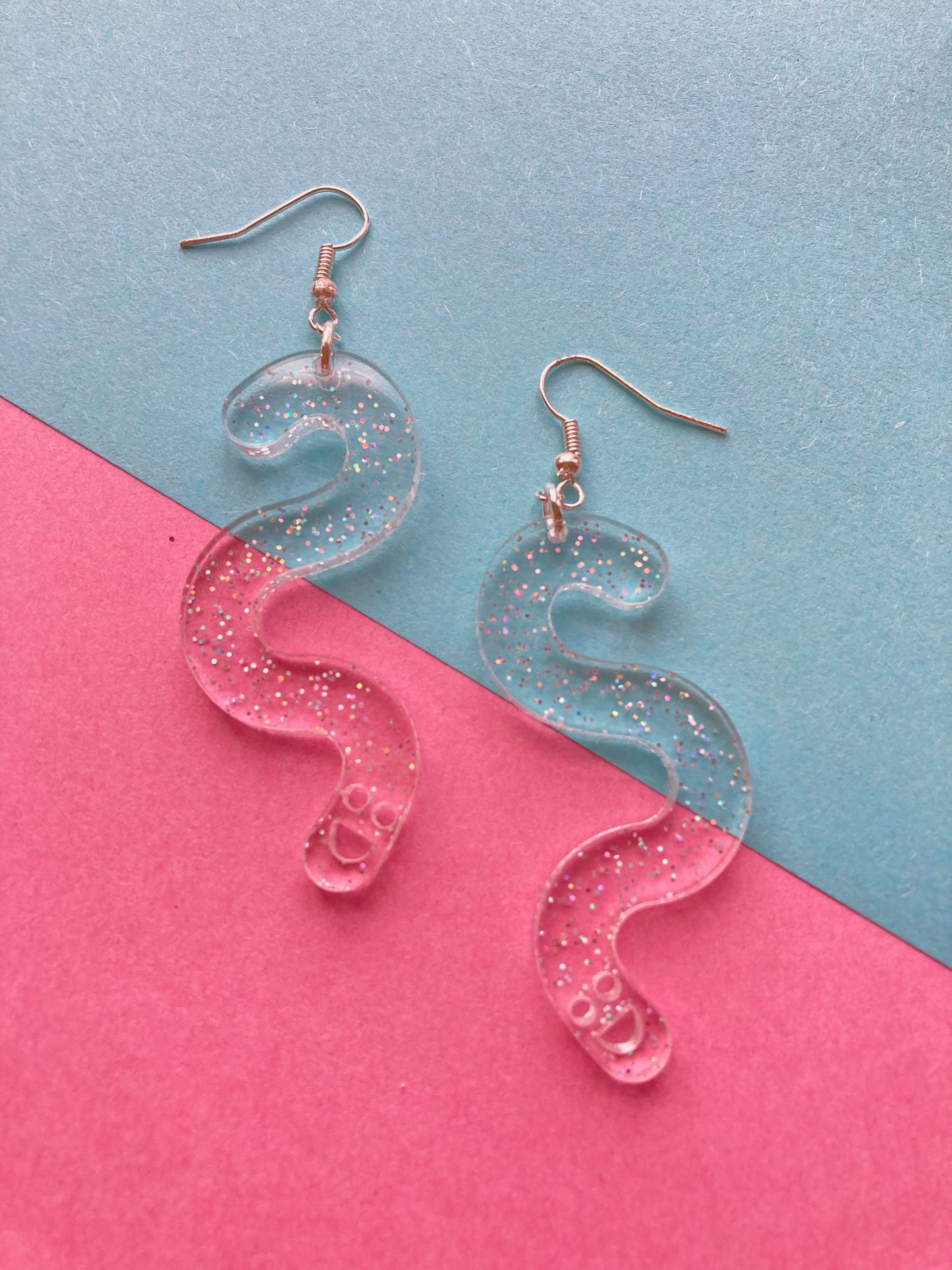 Glitter Worm Simple Dangles - Clear Rainbow image 3