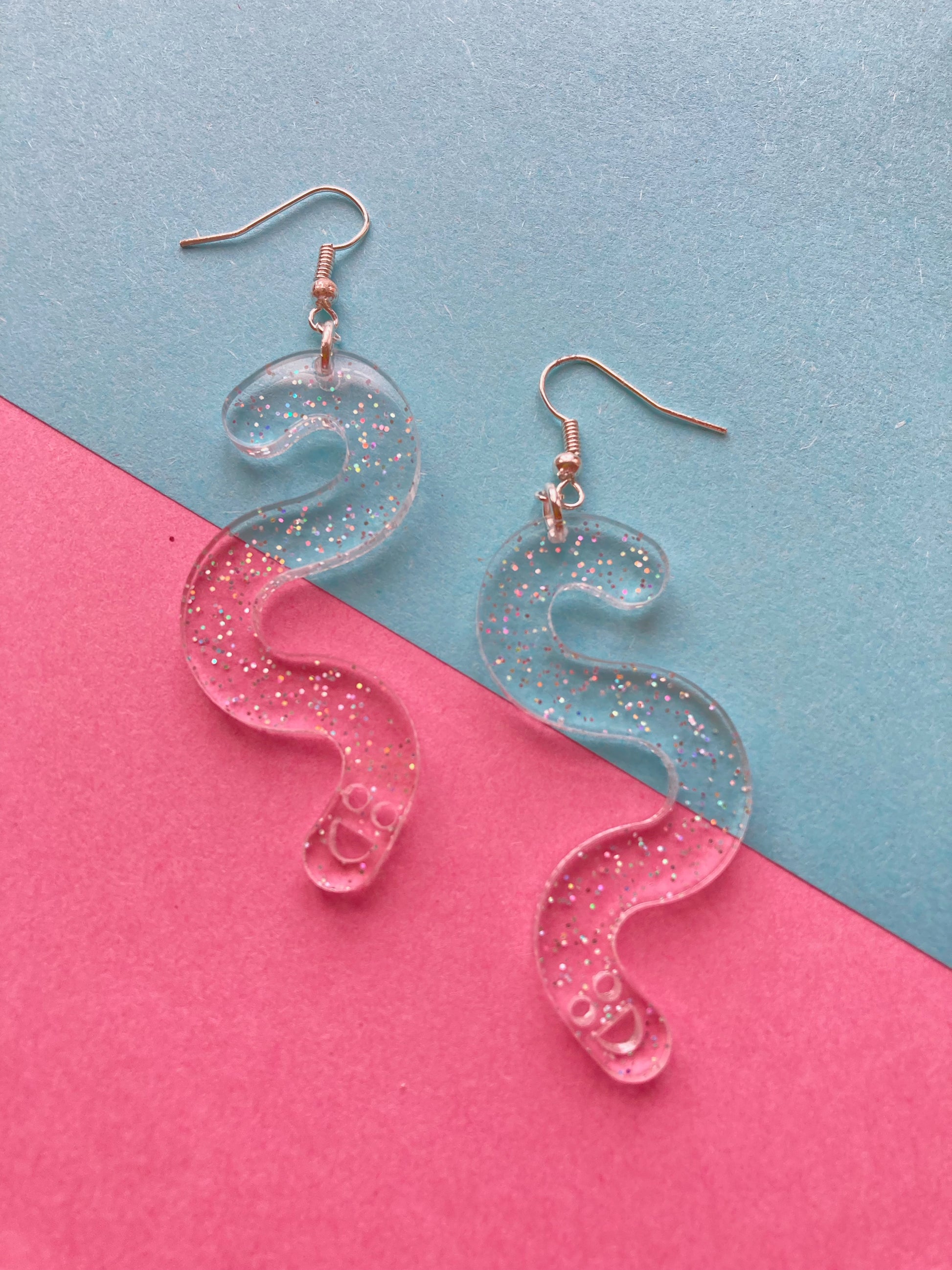 Glitter Worm Simple Dangles - Clear Rainbow image 3