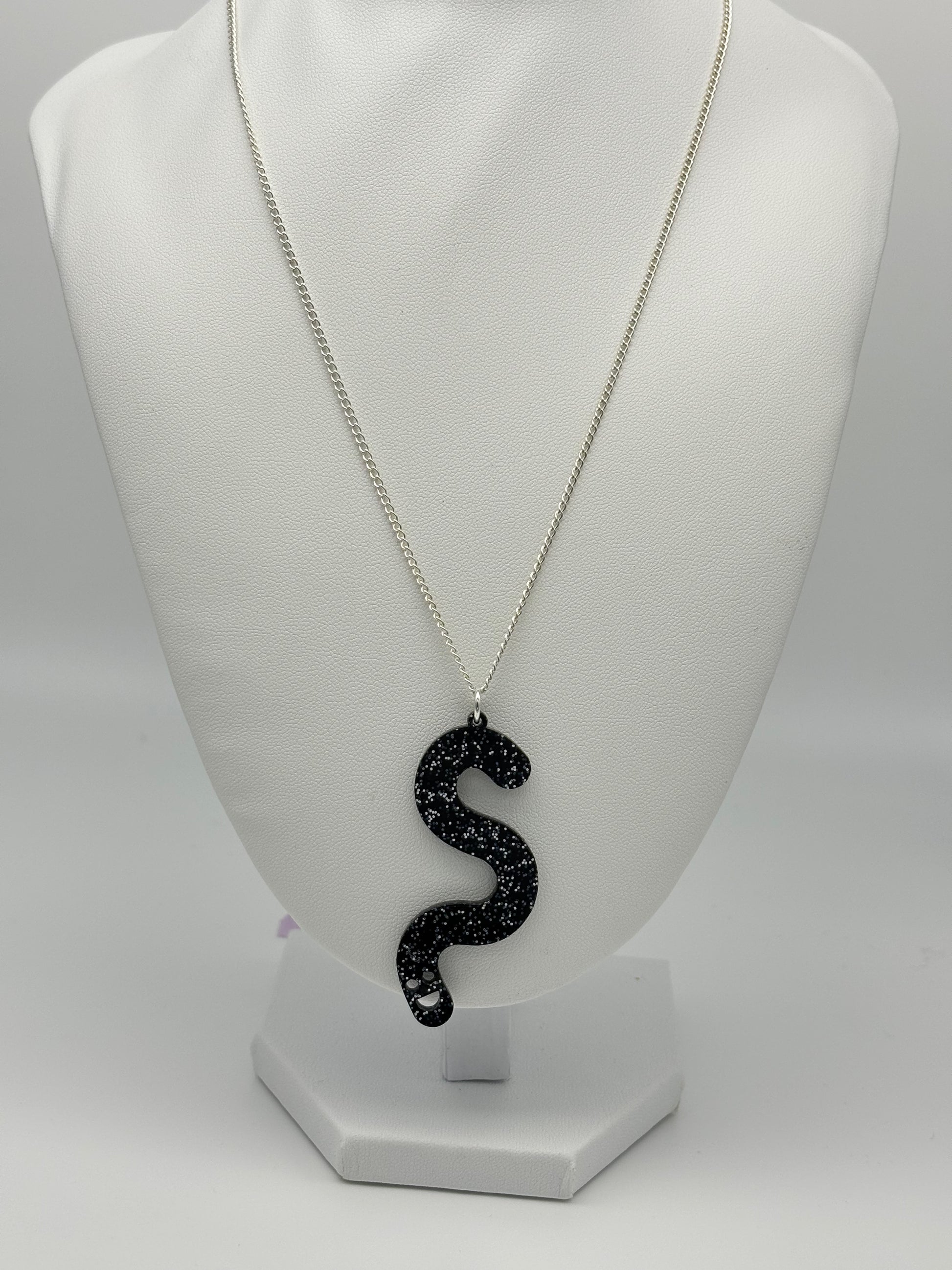 Wormie Necklace - Black Glitter image 3