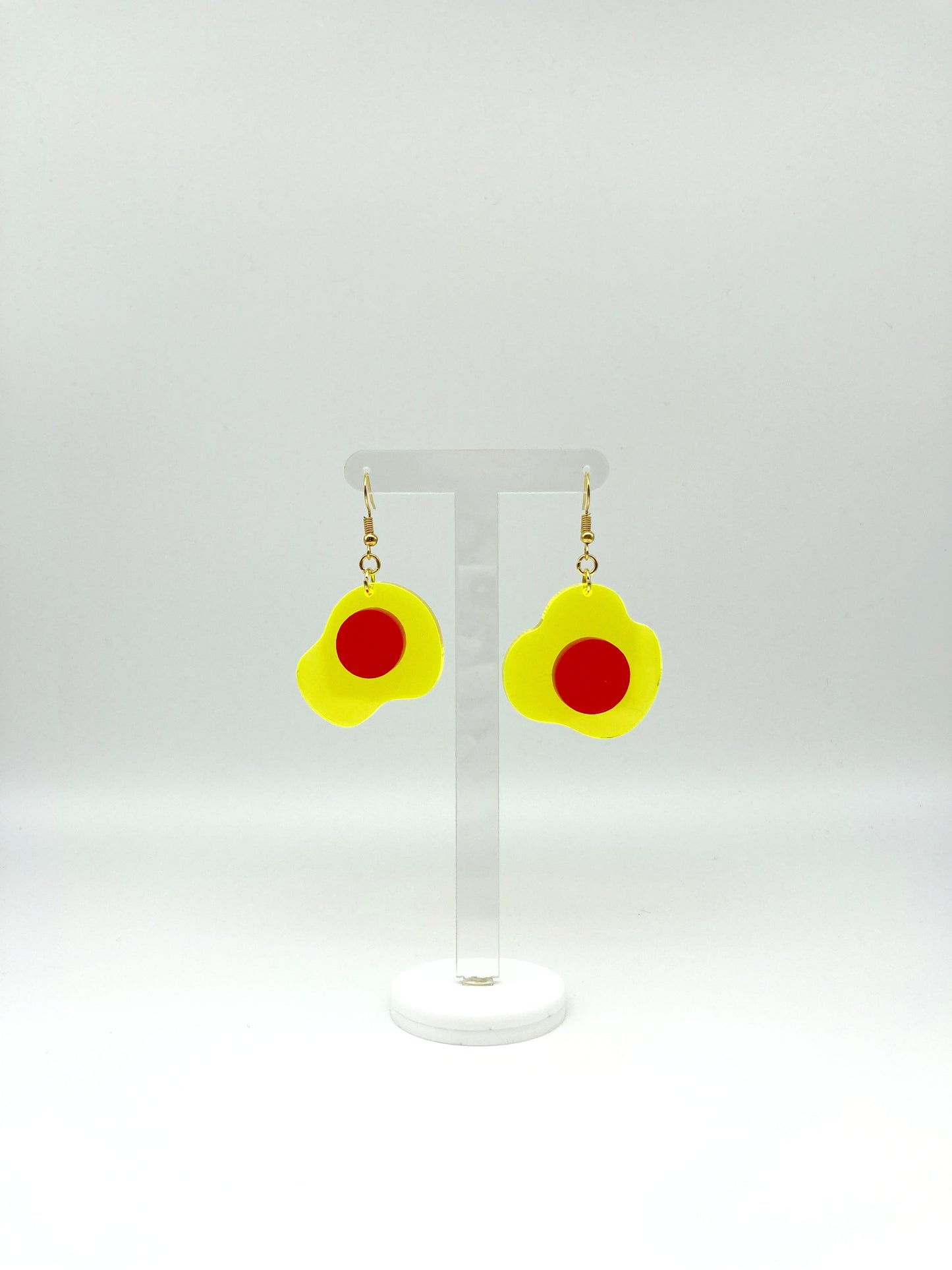 Neon Fluorescent Fried Egg Earrings - Mini Yellow & Pink Eggs image 6