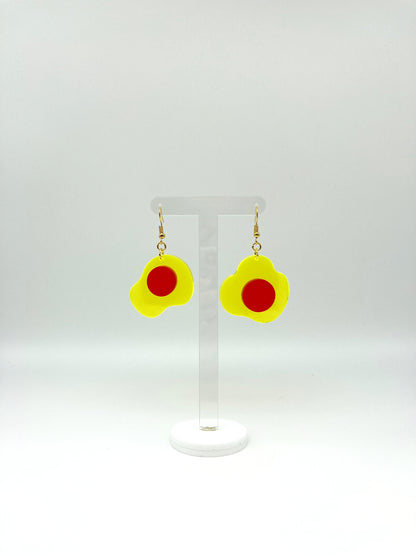Neon Fluorescent Fried Egg Earrings - Mini Yellow & Pink Eggs image 6