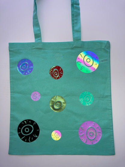 Rainbow Eyeballs Minty Tote Bag image 3