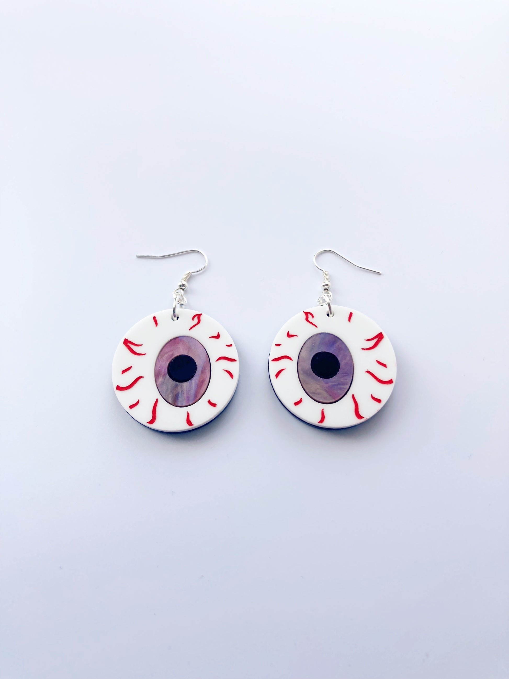 Eyeball Earrings Medium - Blue Shimmer Marble image 13