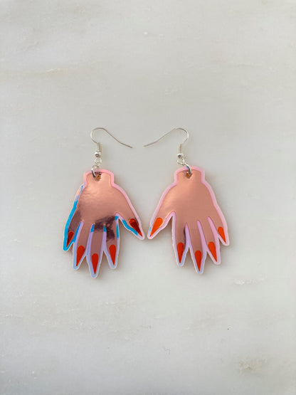 Sparkly Hand Earrings - Rose Gold image 0