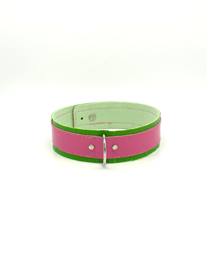 Fringed PVC choker - Green & Pink image 2