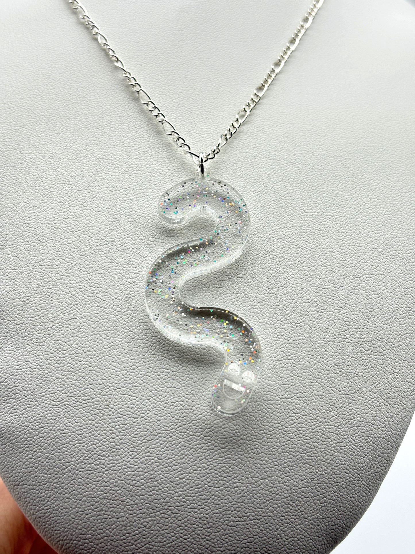 Wormie Necklace - Clear Holo Glitter image 3