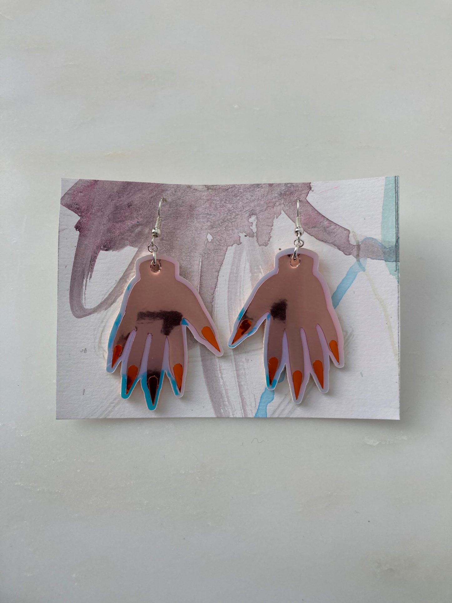 Sparkly Hand Earrings - Rose Gold image 7