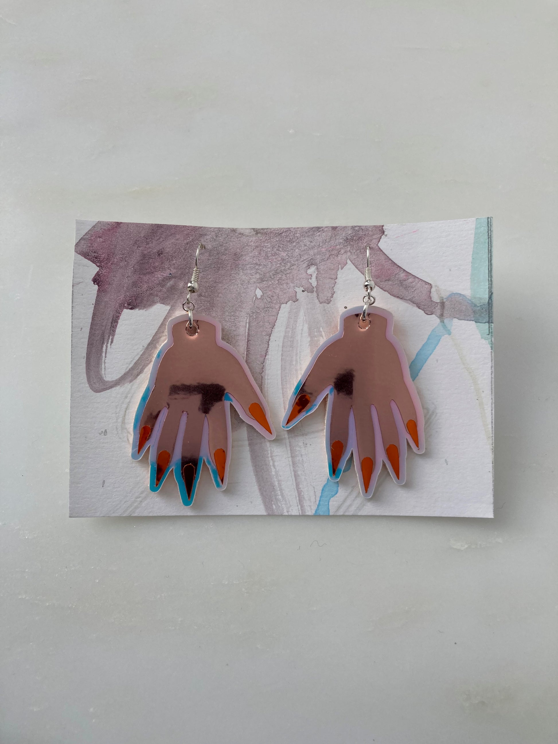 Sparkly Hand Earrings - Rose Gold image 7