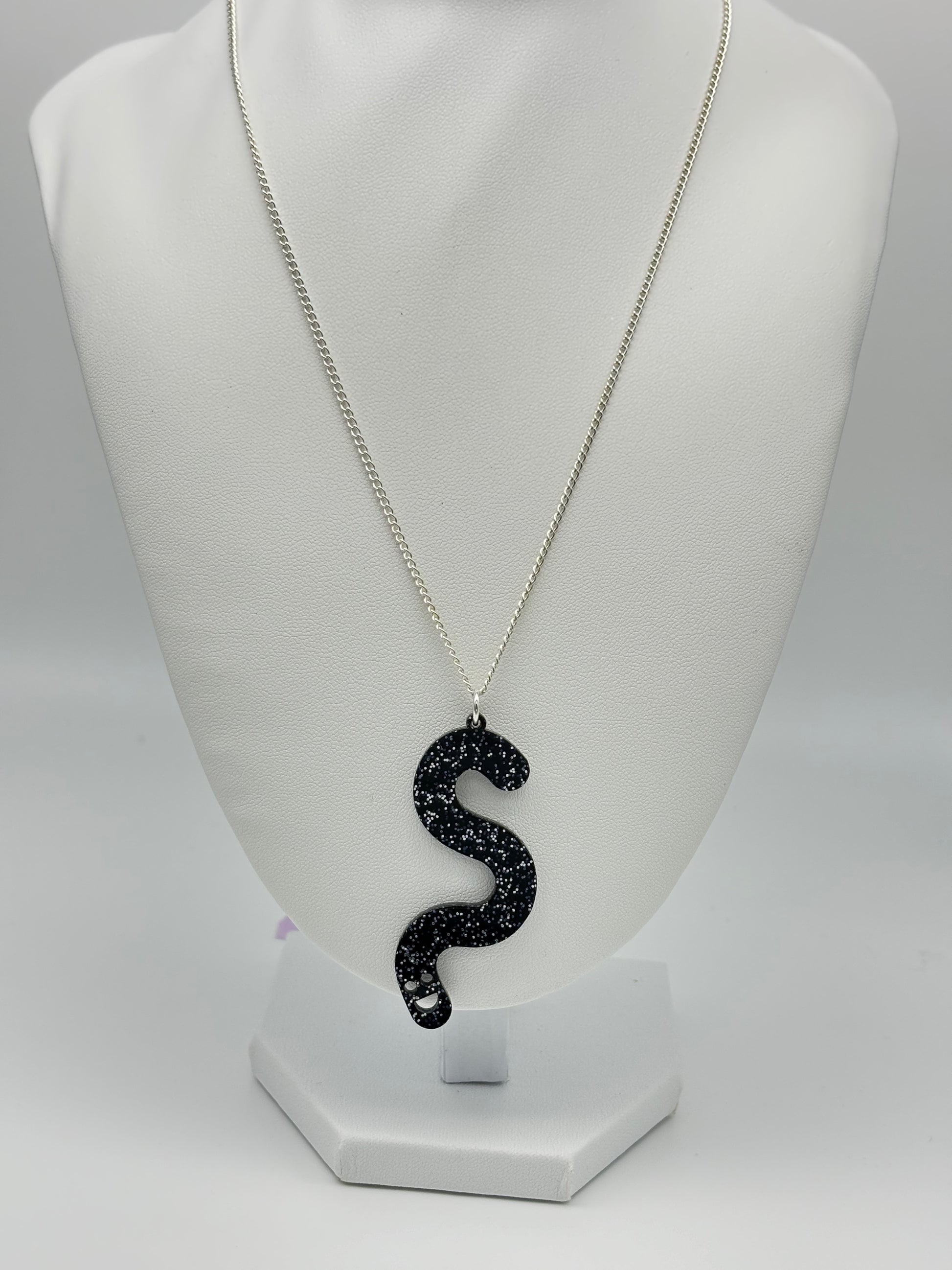 Wormie Necklace - Black Glitter image 6