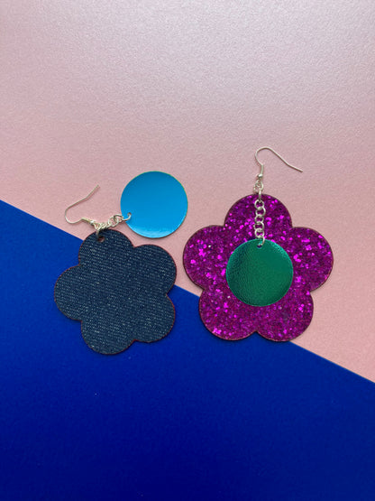 Disco Flower Magenta Medium Earrings image 8