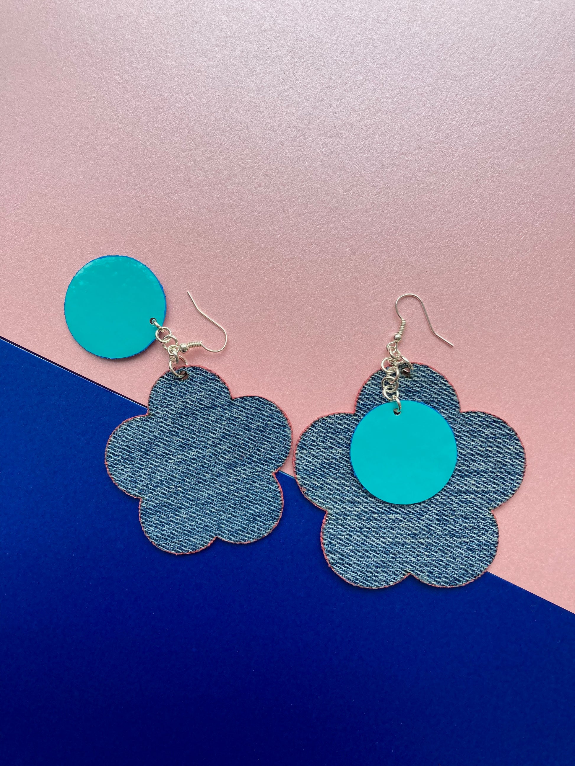 Disco Flower Silver Large Statement Earrings image 2