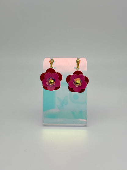 Mini Punk Flower Earrings - Red & Pink image 6